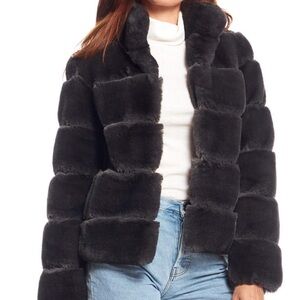 Fabulous Furs - Charcoal Faux Fur Posh Jacket